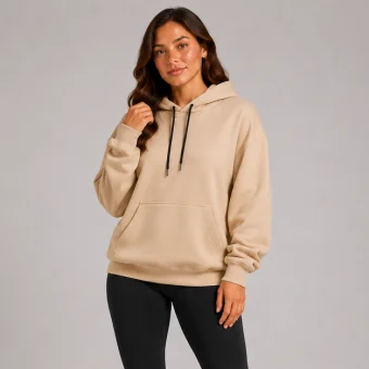 Blusa de moletom feminina bege (1)