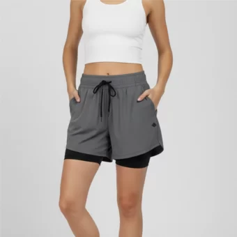 Shorts 2 em 1 feminino cinza